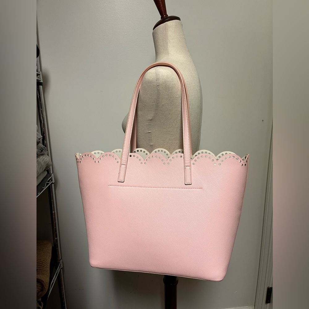 Pink faux leather tote - like new